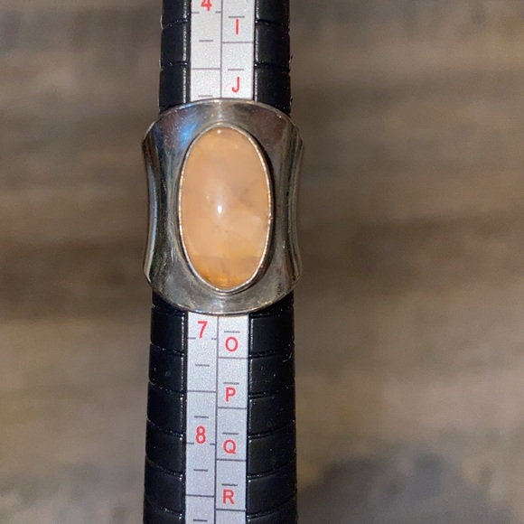 Modern Sterling Silver and pink Shield Ring with Gemstone Accents Adjustable - Picture 1 of 5